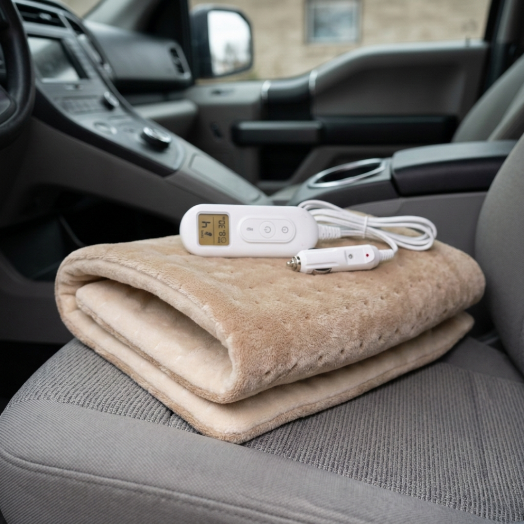 12V/24V Car Electric Heated Blanket with 4 Heat Settings and Timer