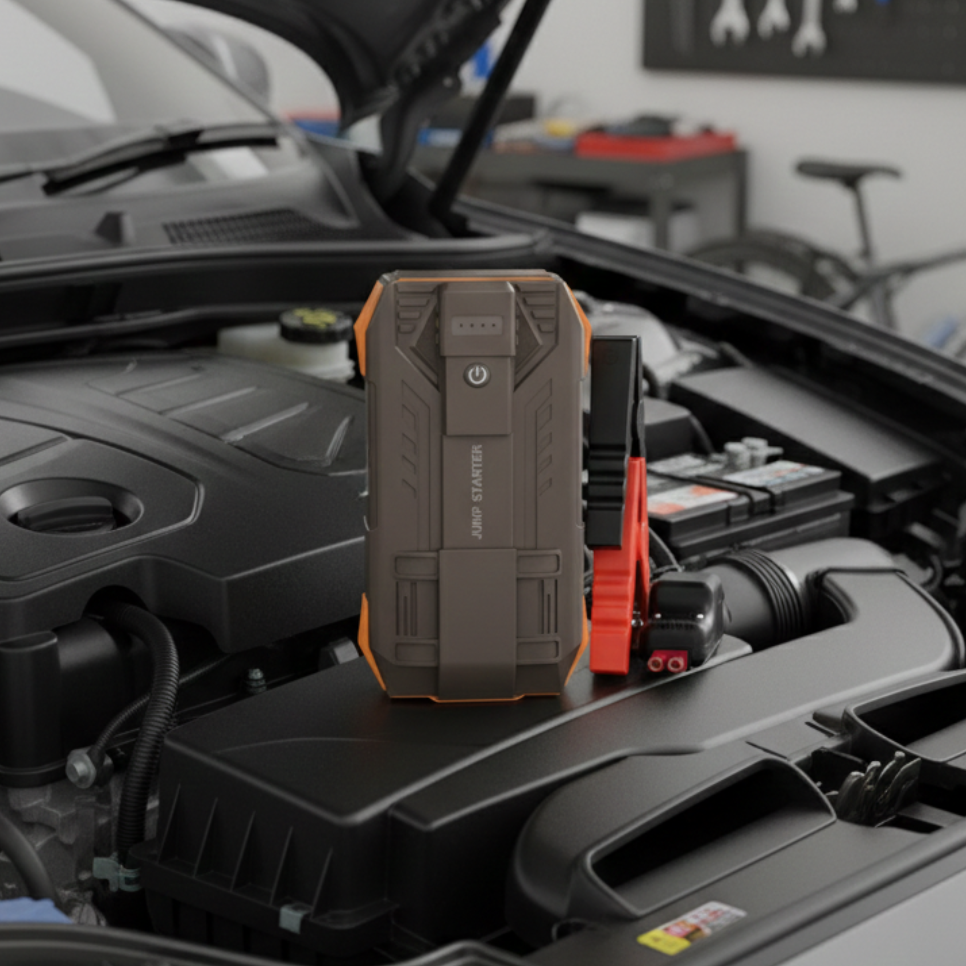 12V Portable Car Jump Starter with Smart Clamps, Dual USB-A Ports
