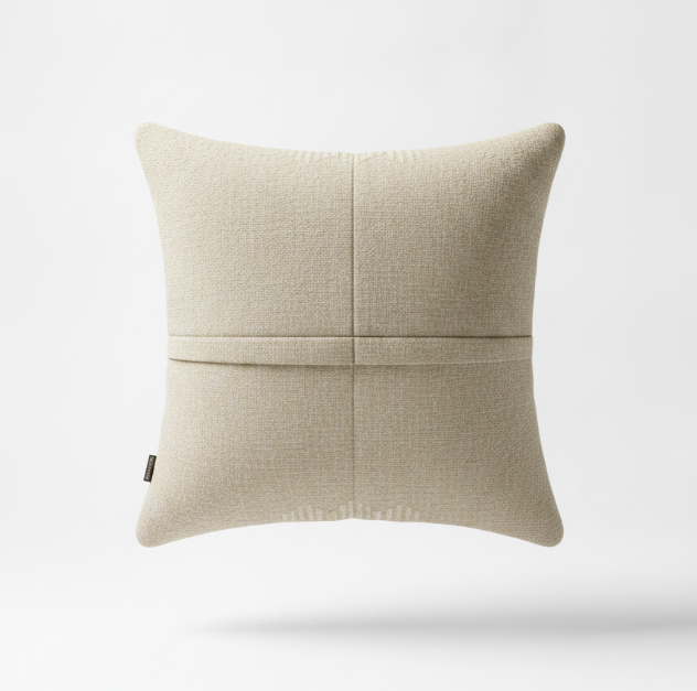 Beige Textured Geometric Pillow