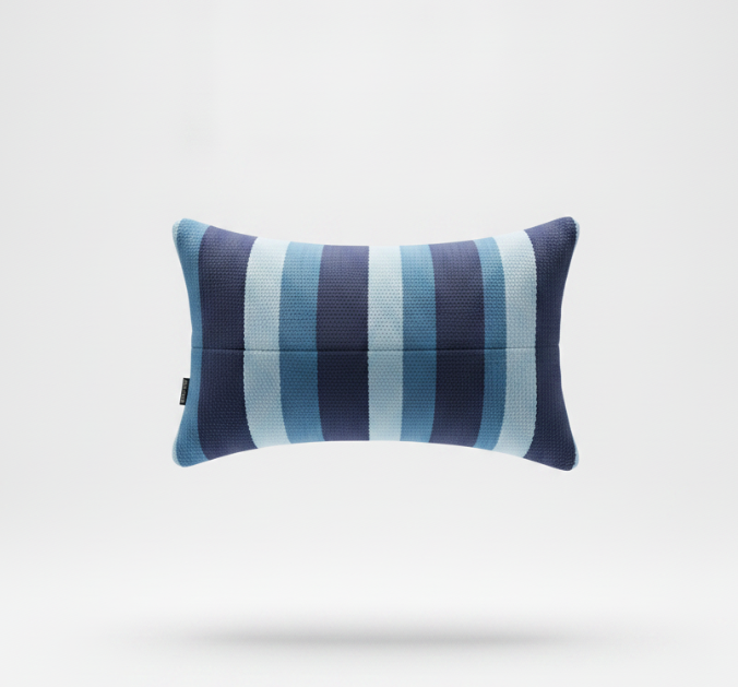 Blue Woven Striped Pillow
