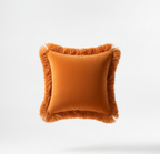 Orange Velvet Fringed Pillow