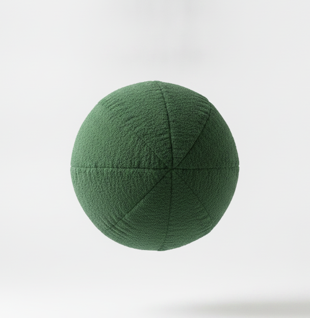 Green Boucle Round Pillow