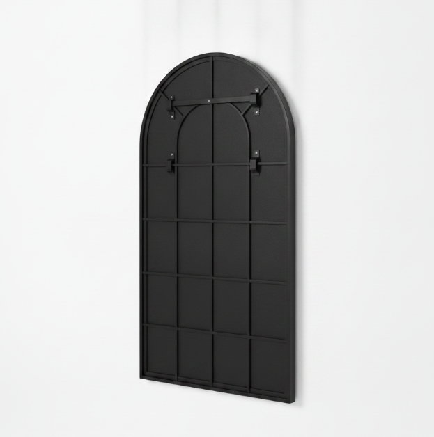 Black Arched Metal Frame Mirror