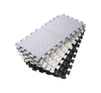 16-Piece Interlocking Foam Play Mats, Grey, White & Black for Kids