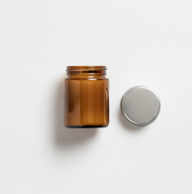 Brown Amber Glass Desktop Candle