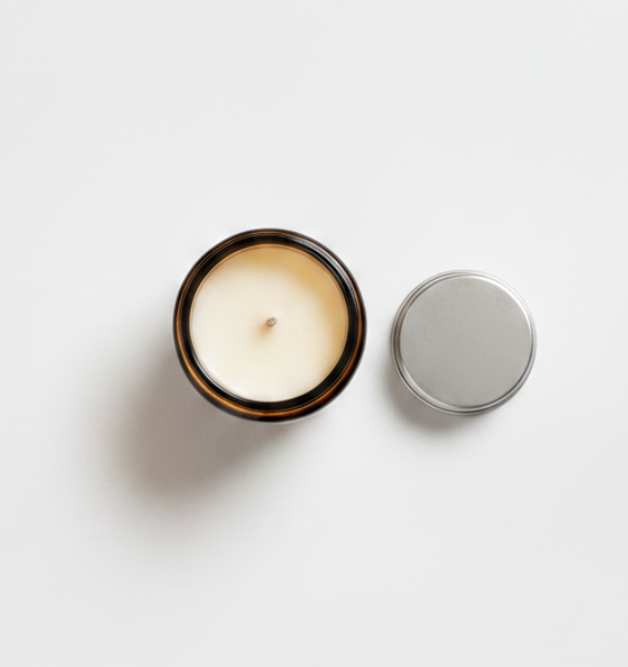 Brown Amber Glass Desktop Candle