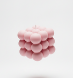 Pink Sculpted Bubble Cube Candle