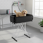 2-in-1 Foldable Pet Bathtub & Grooming Table with Drain Hose