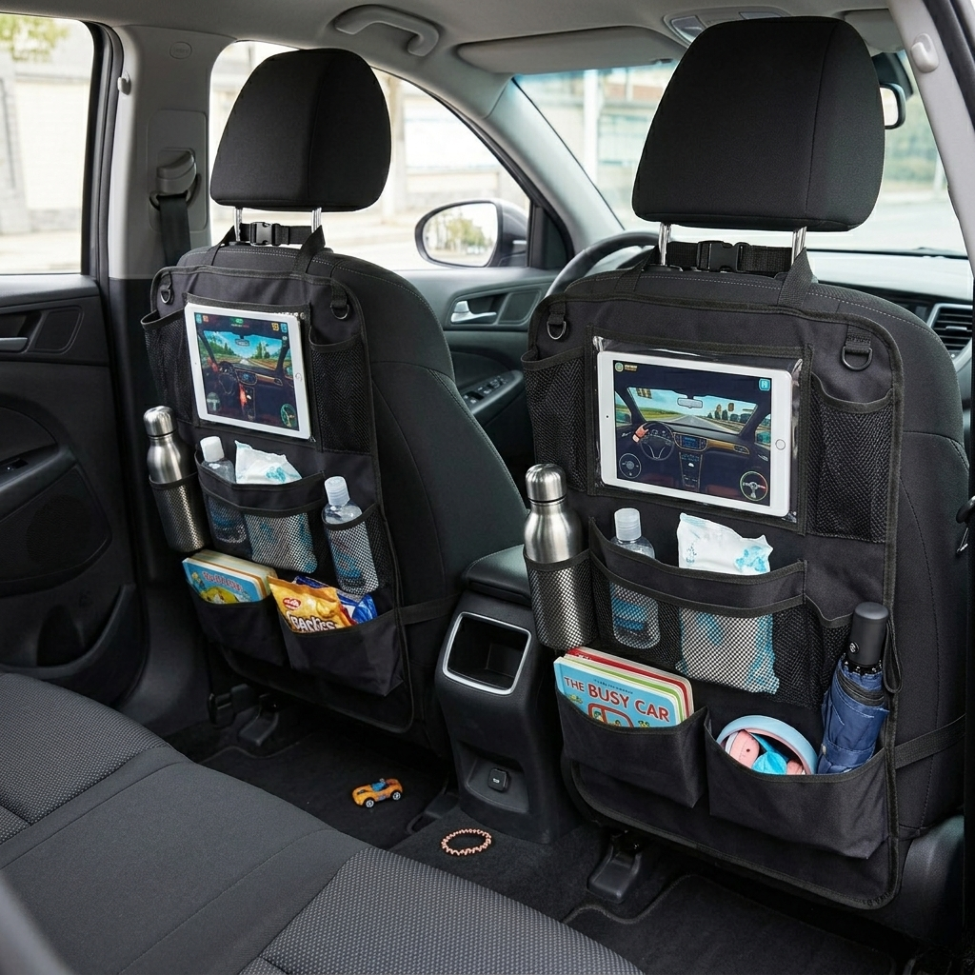 2 Pack Backseat Organizer with Tablet Holder and 9 Storage Pockets