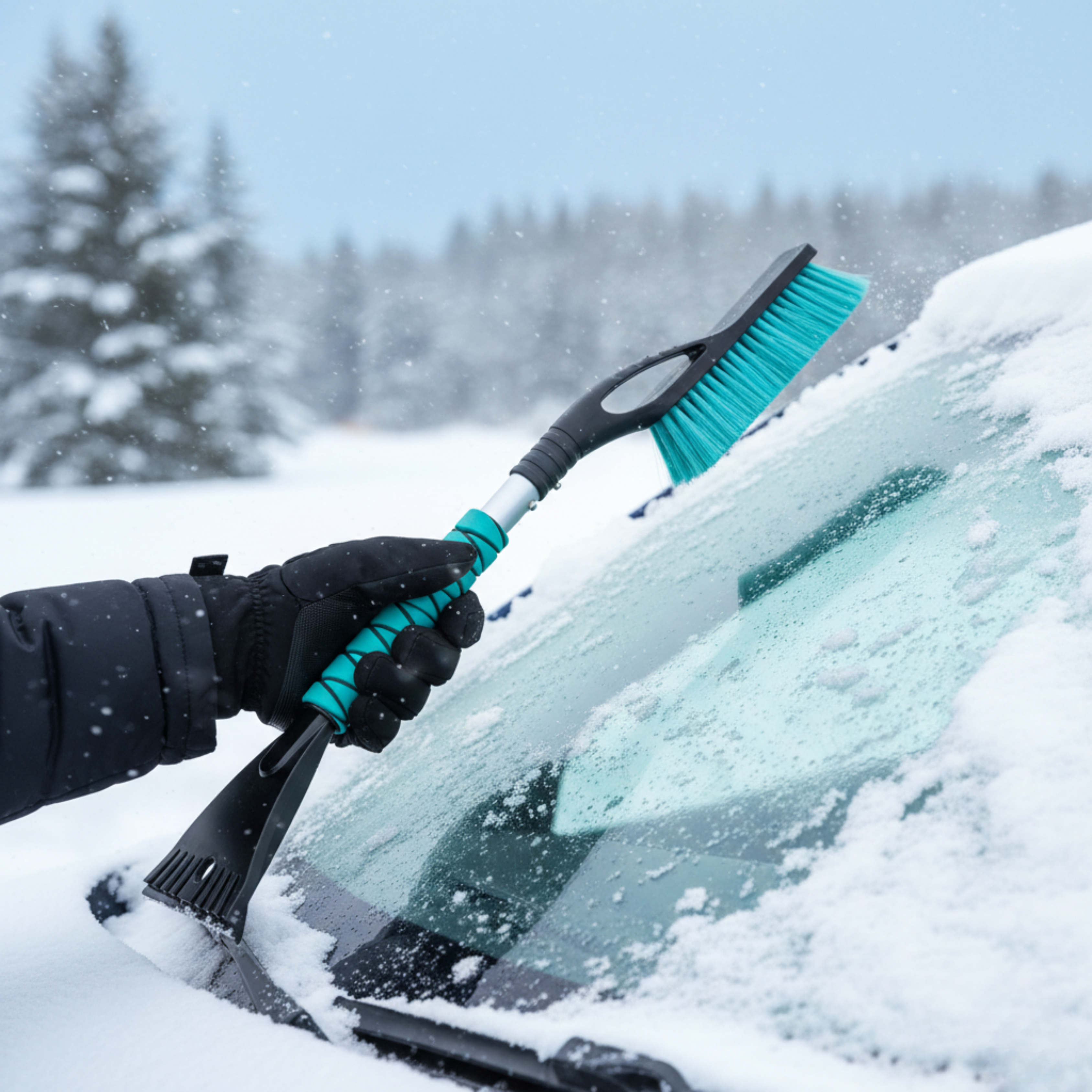 27 in Aluminum Ice Scraper and Snow Brush for Cars SUVs Trucks