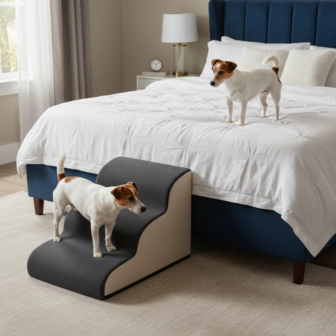 3-Step Pet Stairs for Small Dogs & Cats, Ramp for Sofa, Chair, or Bed