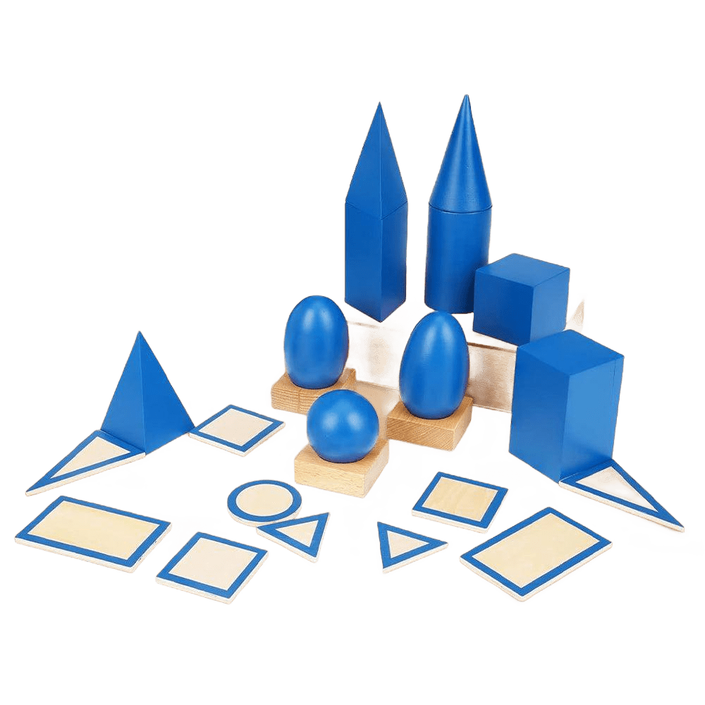 3D Geometric Solids – Durable Wooden Math Learning Set
