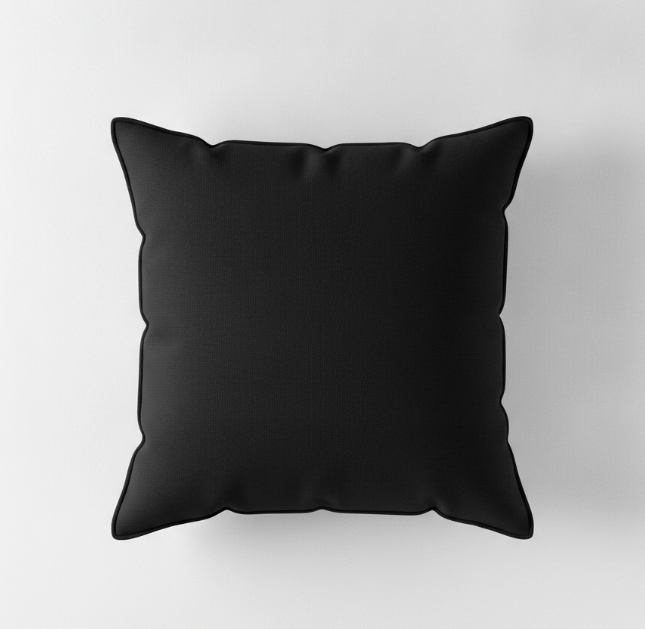 Black Canvas Piped Edge Pillow
