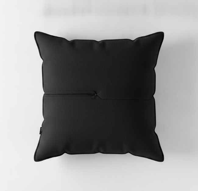 Black Canvas Piped Edge Pillow