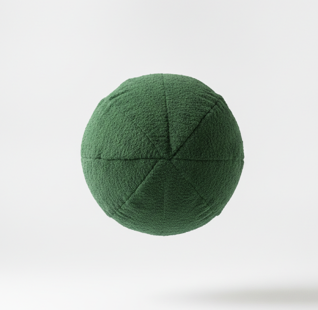 Green Boucle Round Pillow
