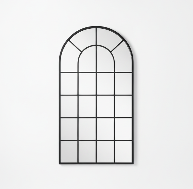 Black Arched Metal Frame Mirror