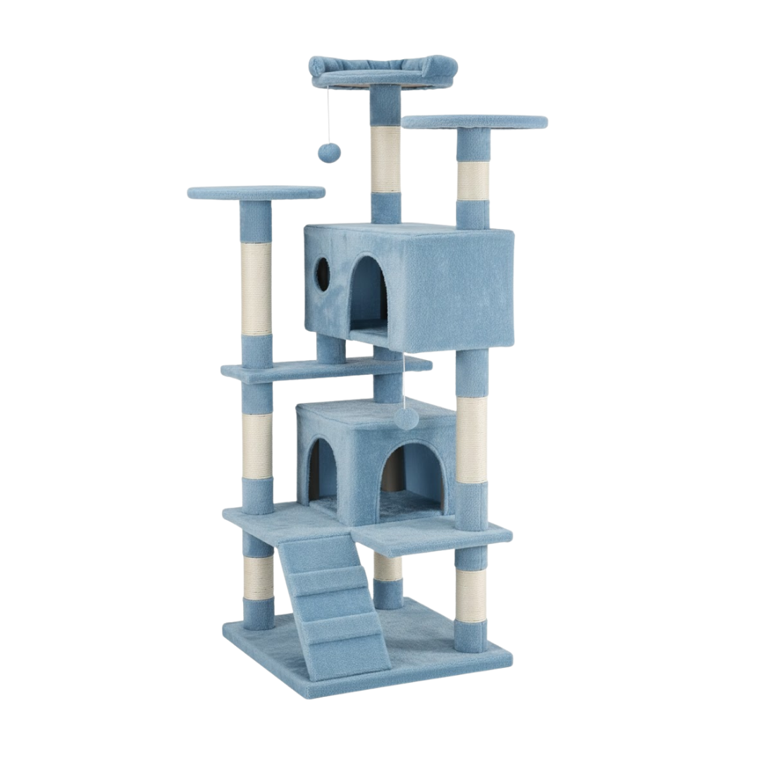 54 Inch Cat Tree with Condo, Perches, Scratching Posts and Ladder