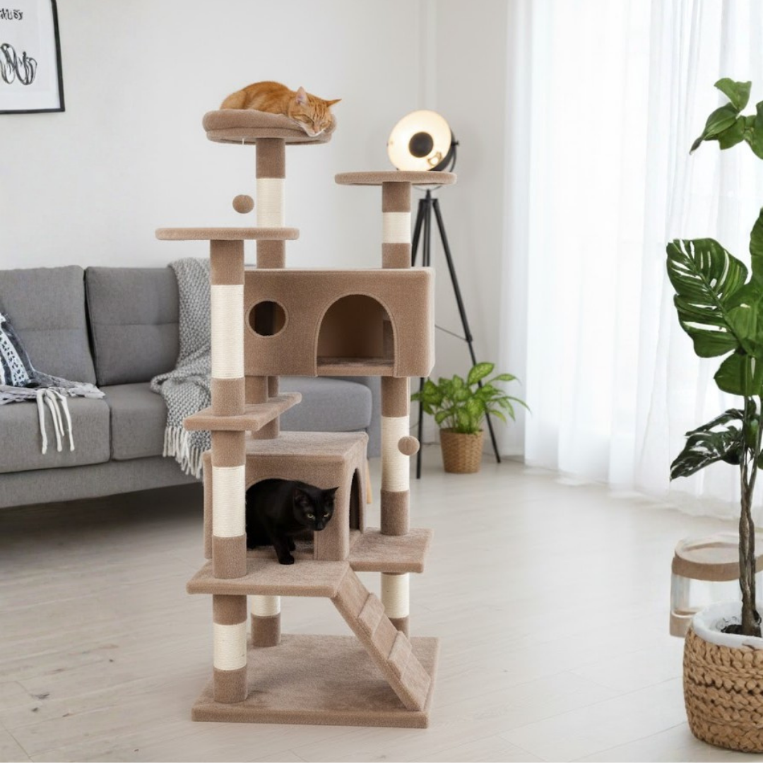 54 Inch Cat Tree with Condo, Perches, Scratching Posts and Ladder