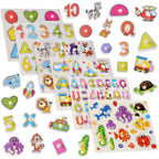 6-Pack Wooden Peg Puzzles Letters, Numbers, Shapes & Animals