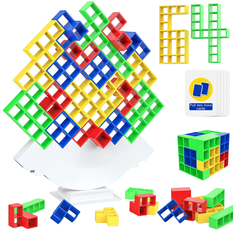 64pcs Tetris Tower Balance Game, Educational Stacking