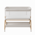Adjustable Baby Bassinet with Drop-Down Side, Storage, and Mesh