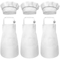 Adjustable Kids Chef Apron Set with Pockets 3 Pack Ages 3-6