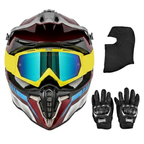 Adult ATV Dirt Bike Helmet with Goggles Gloves Mask and Visor Set