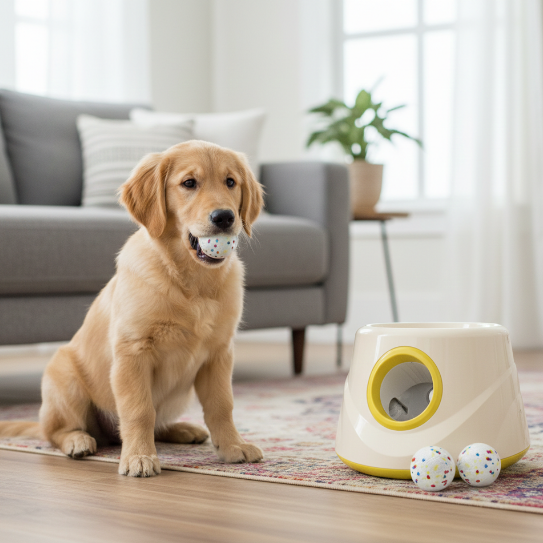Automatic Ball Thrower for Pets, Interactive Toy with 3 Settings