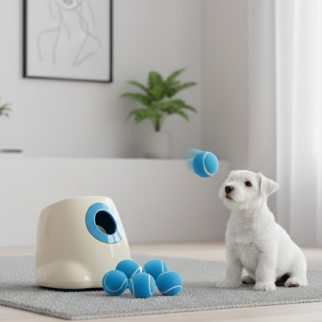 Automatic Fetch Ball Launcher for Pets, Interactive Toy Machine