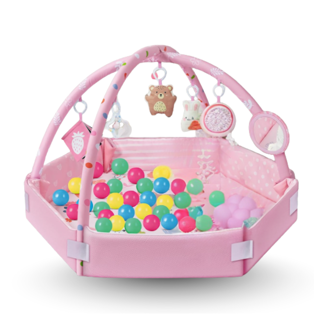 Baby Activity Play Mat with Ball Pit and Detachable Hanging Toys