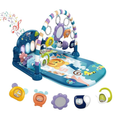 Baby Play Gym with Kick Piano, Hanging Toys and Mirror for Newborns