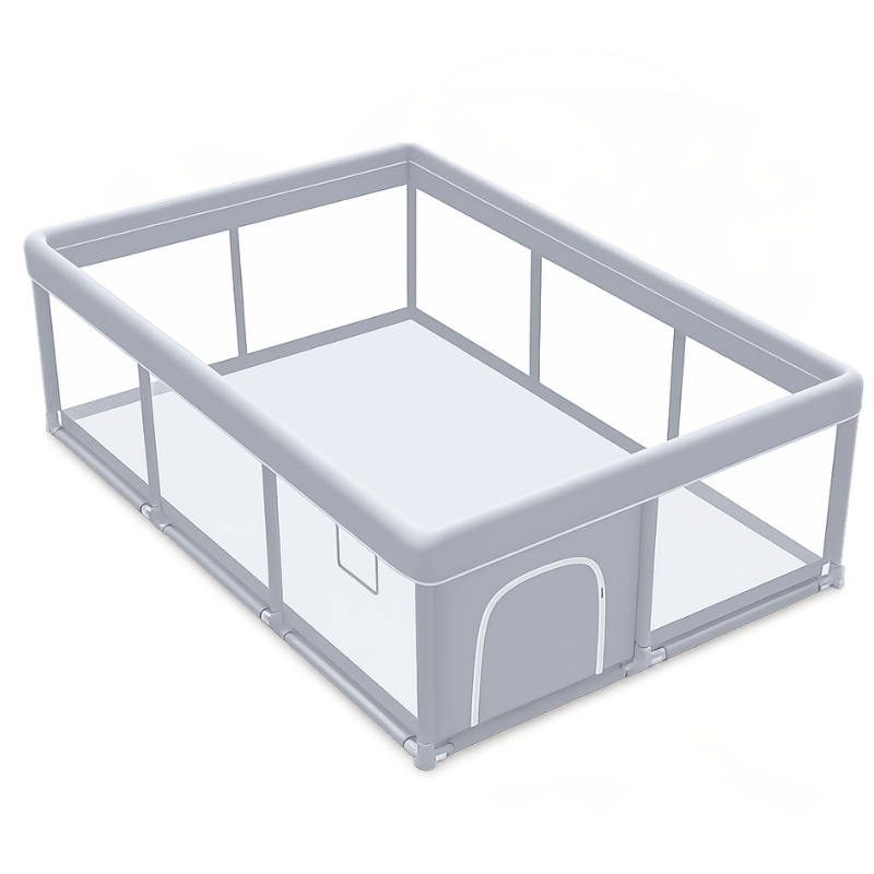 Baby Playpen 50–79 Inches with 360° Mesh, Zipper Door, Suction Feet