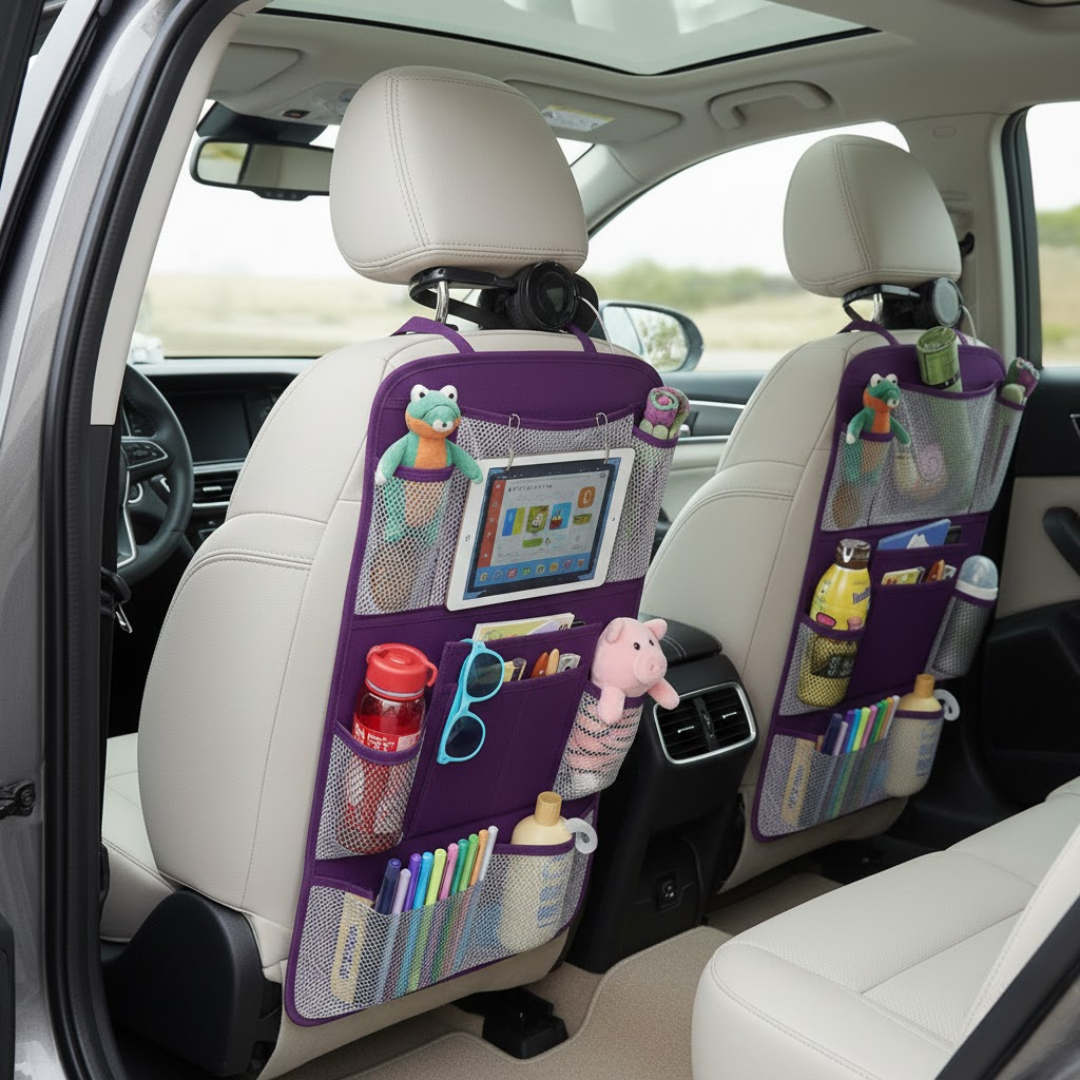Car Backseat Organizer with 10 Inch Tablet Holder 2 Pack Set