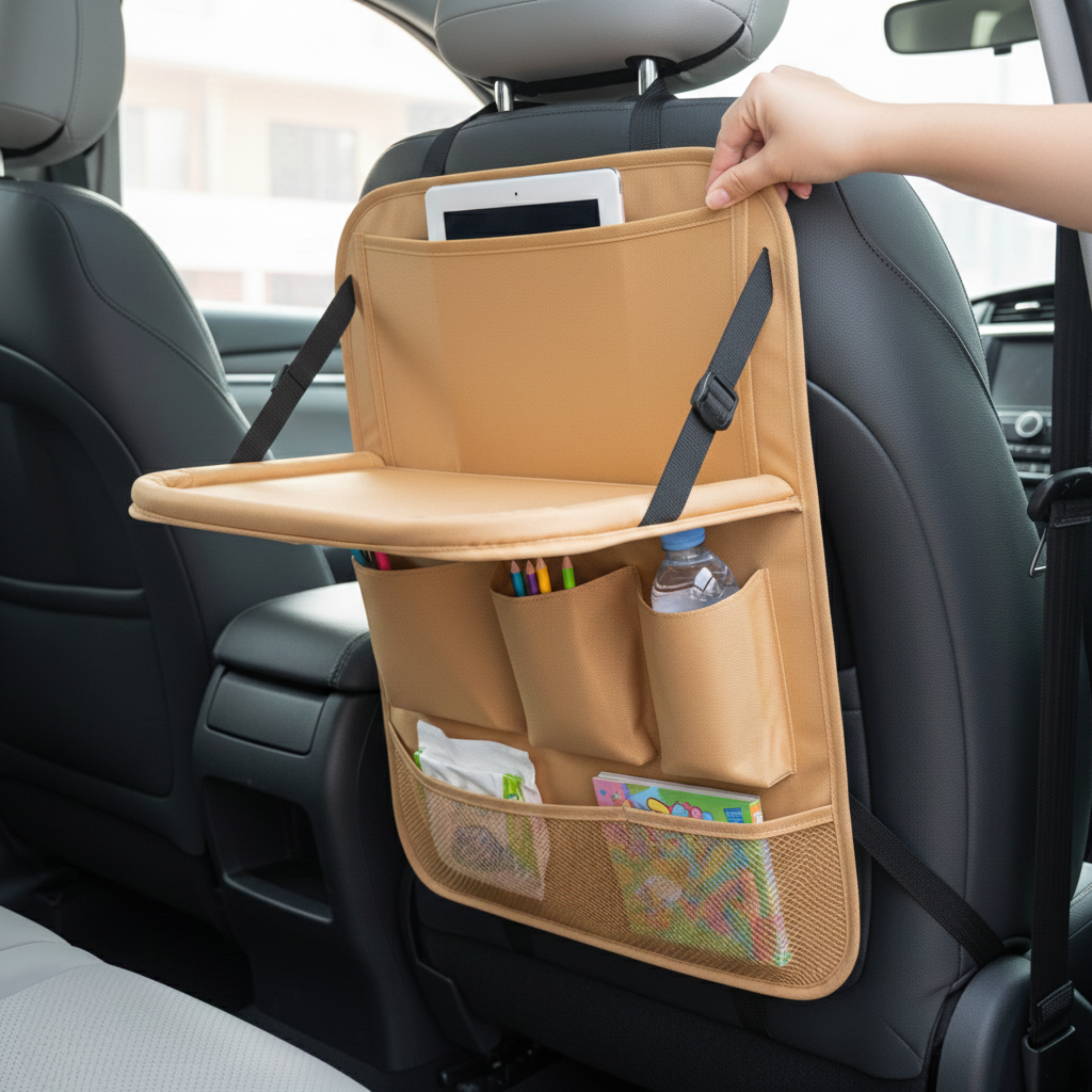 Car Backseat Organizer with Tablet Holder and Storage Pockets
