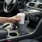 Car Cup Holder Tray with 360° Rotation and Adjustable Expander Base