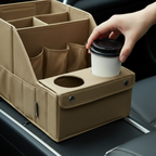 Car Seat Organizer with Storage Compartments & 2 Cup Holders