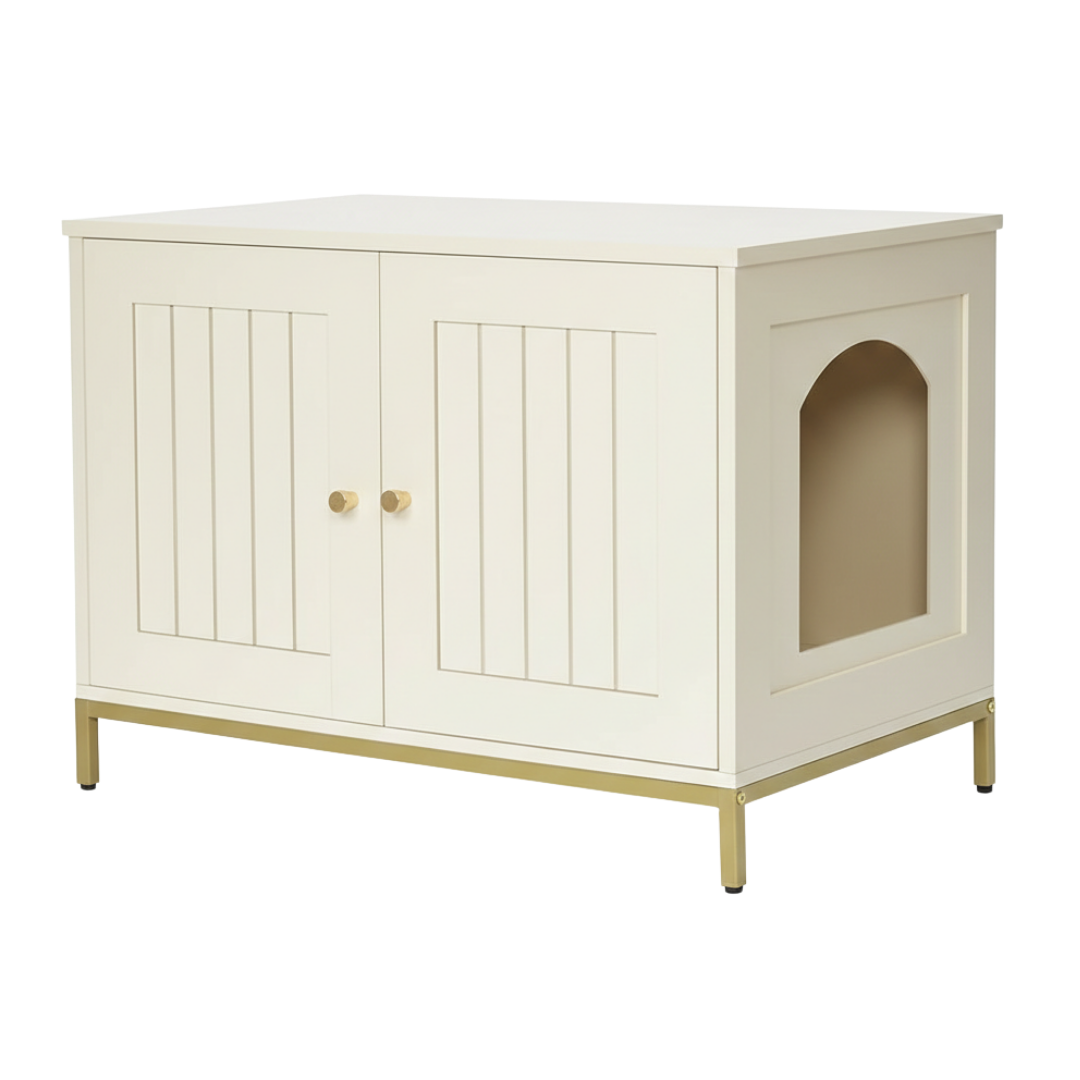 Cat Litter Box Enclosure Cabinet with Metal Frame, Table Top
