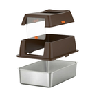 Cat Litter Box with Lid and Stainless Steel Pan with Front Entry