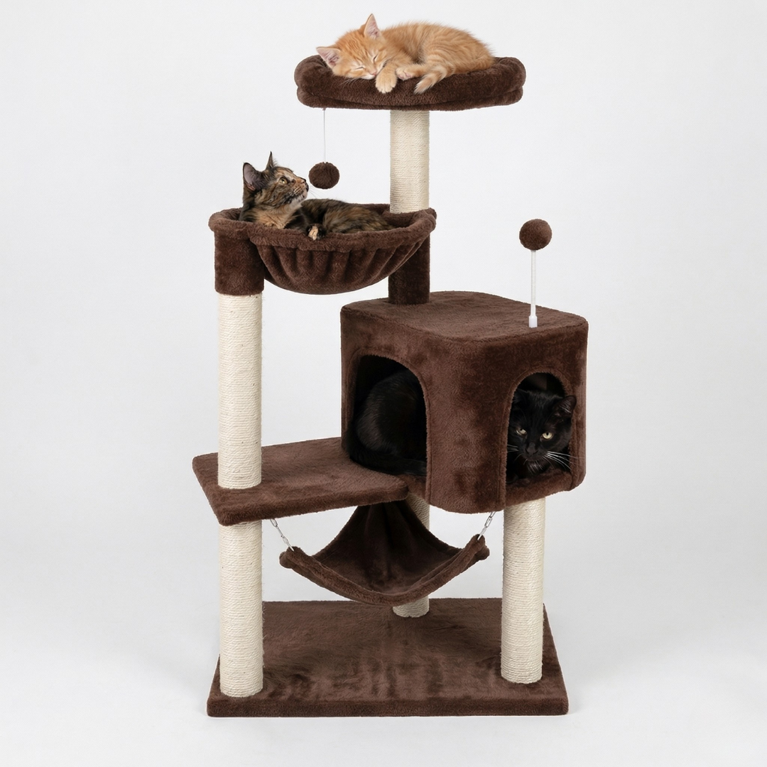 Cat Tree Tower with Condo, Hammock, and Sisal Scratching Posts