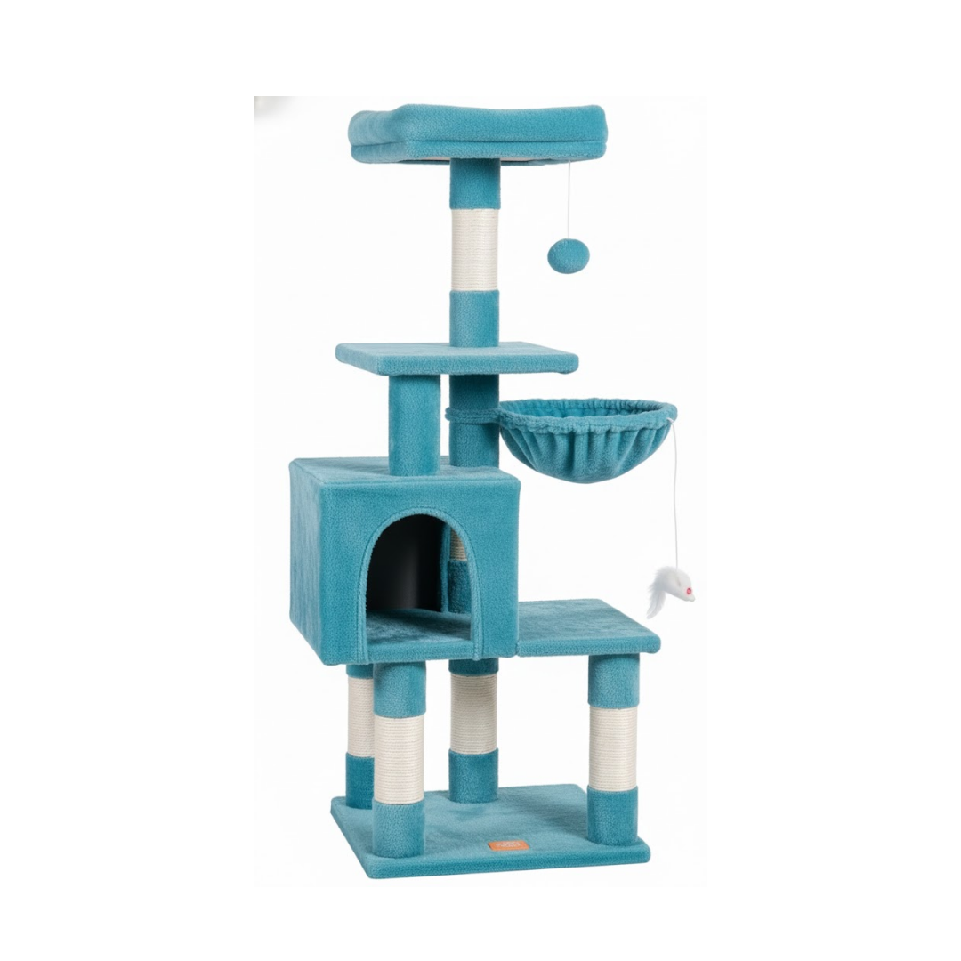Cat Tree Tower with Condo, Hammock, Perch and Scratching Posts