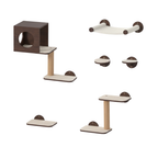 Cat Wall Shelves with Hammock, House, Steps, and Scratching Post