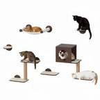 Cat Wall Shelves with Hammock, House, Steps, and Scratching Post