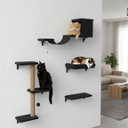 Cat Wall Shelves with Scratcher and Bed 4-Piece Climbing Set