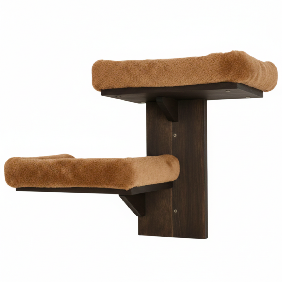 Cat Wall Shelves with Two Platforms for Climbing, Play, and Rest Areas