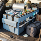 Collapsible Car Trunk Organizer with Leak-Resistant Cooler Compartment