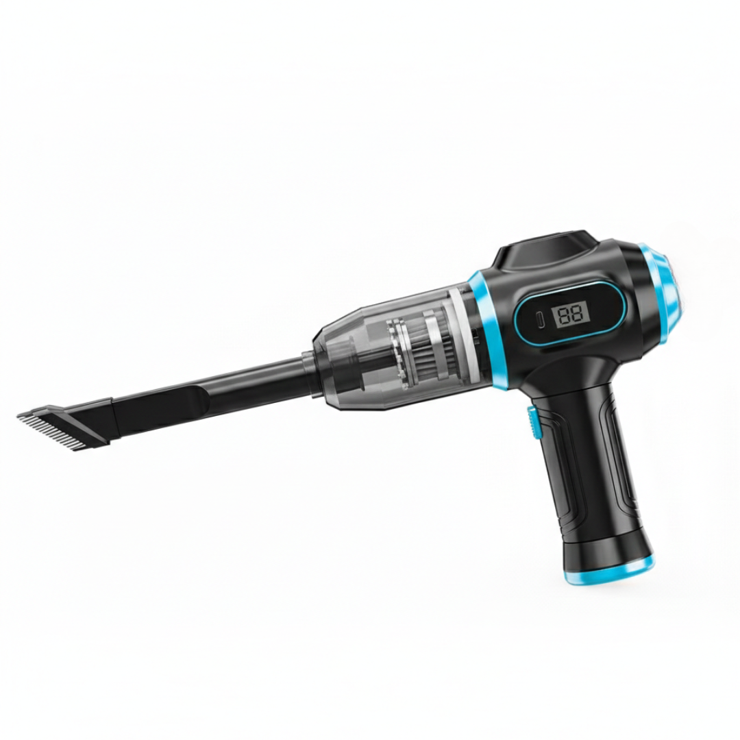 Cordless Car Vacuum 17,000 Pa, HEPA, USB-C, LCD, Multi-Nozzle