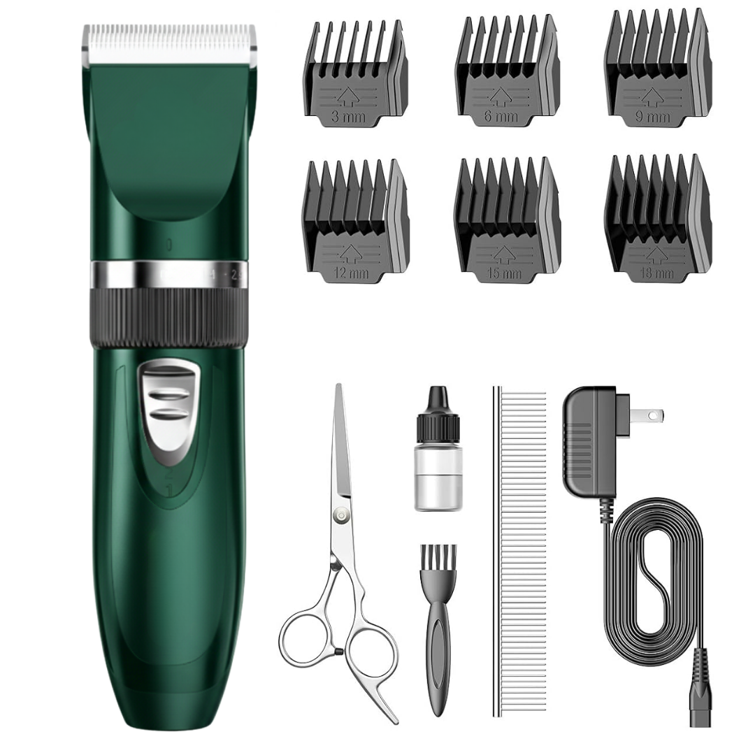 Cordless Pet Hair Clippers with Stainless Steel Blades and Guides
