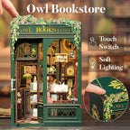DIY Book Nook Kit with LED, Wooden Miniature Bookstore Craft Set