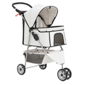 Dog and Cat Stroller with Mesh Panels, Storage Basket and Cup Holder