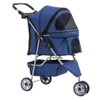 Dog and Cat Stroller with Mesh Panels, Storage Basket and Cup Holder